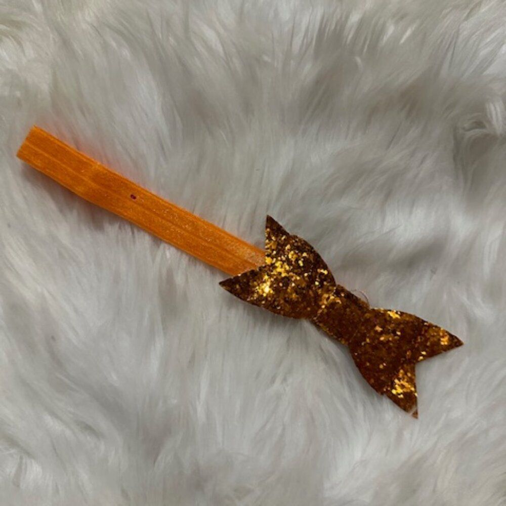 ****** Orange Sequin Flat Bow on FOE Headband  7446  Handmade NWT Boutique